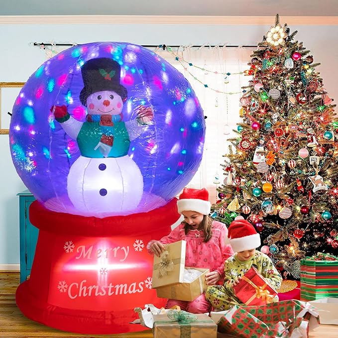 5 FT Tall Christmas Inflatables Outdoor - Snowman in Snow Globe with Rotating LED Lights, Christmas Blow Up Yard Decoration Holiday, Party, Xmas, Yard, Garden Decor