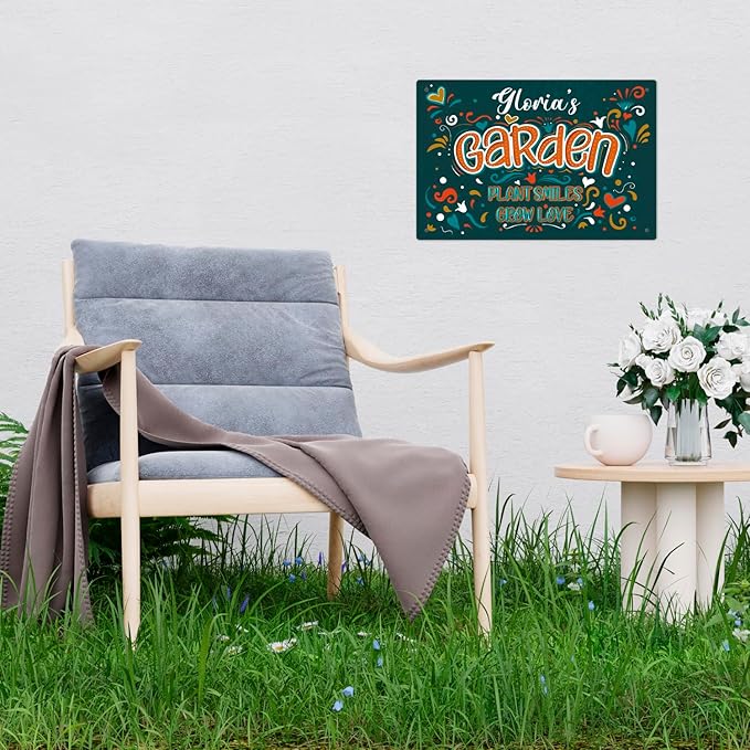 Custom Garden Signs, Personalized Sign For Garden, For Christmas, Mom, Her Or Girlfriend Sign, 12x18 Inches, Rust Free .063 Aluminum, Fade Resistant, Made in USA by Sigo Signs