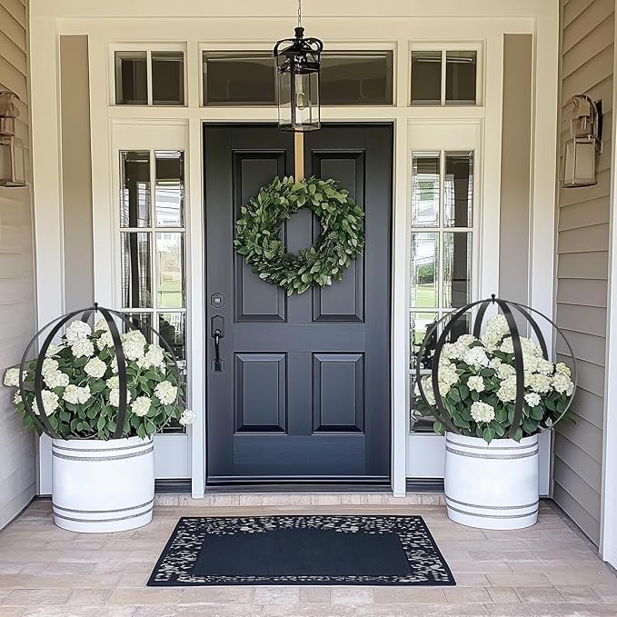 Metal Plant Round Circle Trellis for Climbing Plants, Round Garden Sculpture, Outdoor Potted Planter Trellis Patio Urn Décor & Doorway Accent，25.2"*21.2"-2Pack