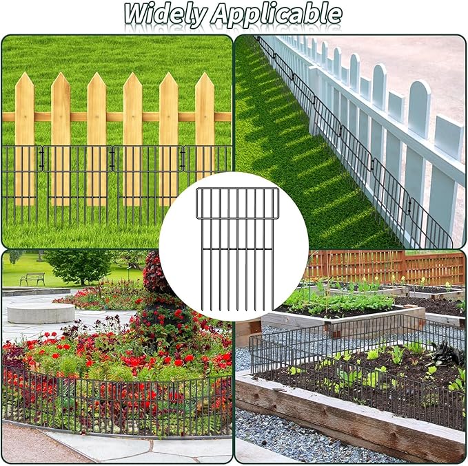 25 Panels Animal Barrier Fence, 27ft(L) x 17in(H) No Dig Fences for Dogs, Rabbits Dog Digging Fences Barrier, Rustproof Metal Defense Fence for Outdoor Yard, with Cable Ties and Cutting Plier