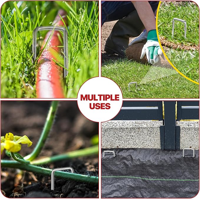 Landscape Staples 4 Inch 50 Pack Galvanized Garden Stakes Anti-Rust Landscape Pins for Weed Barrier Fabric, Artificial Turf and Landscape Fabric