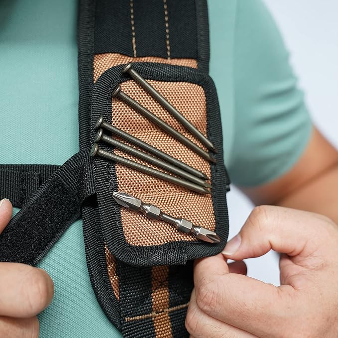 MELOTOUGH Magnetic Tool Belt Suspenders with Magnetic WristBand for Work Belt Padded Suspenders Constrcution