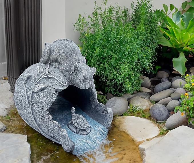 Cat Sculpture Gutter Extension Downspout Decorative, Outdoor Garden Animal Statue Decor, 3"x4" Gutter Downspout Splash Block, Gutter Diverter Rain, Gutter Extender Diverter Ornament