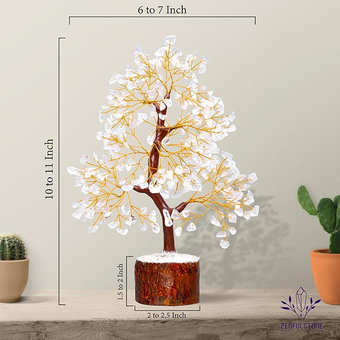 Clear Quartz Tree of Life for Home, Office, and Desk Décor | Handmade Bonsai for Clearity, Positive Energy & Focus | Perfect Concentration Gift for Mom