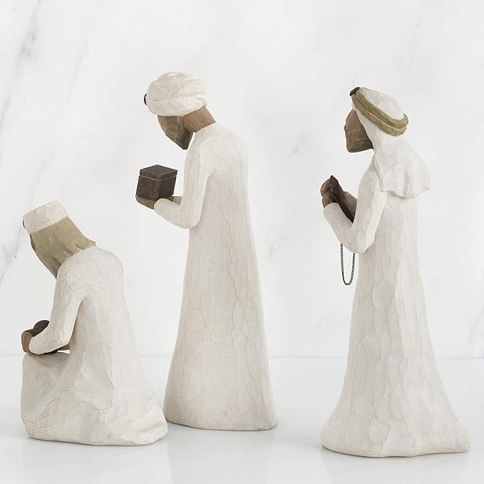 Willow Tree The Three Wisemen, Follow a Star to Find the Light of the World, Set of Walking, Bowing, Kneeling Figures Carrying Gifts for Holy Family, Sculpted Hand-Painted Figures for Classic Nativity