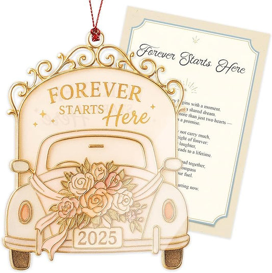 Wedding Ornament 2025, New Home 2025, Mr Mrs Bride Gifts, Wedding Gifts, Christmas Ornament 2025, Suncatcher Effect Stained Glass Window Hanging, car Hanging Accessories, Engagement or Anniversary