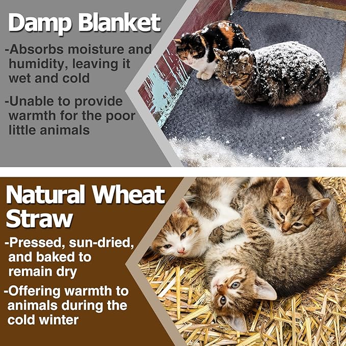 Natural Wheat Straw - 3 LB Dry Straw, Clean and Soft Decorative Straws Bale for Stray Cats Dogs Yard Farm Pets Garden Mulch Grass Cover