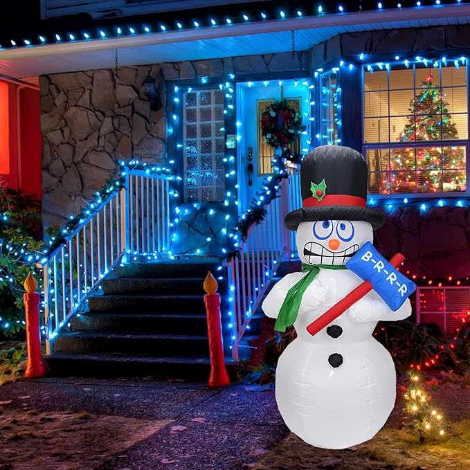 DearSun 6FT Christmas Inflatables Shivering Snowman Inflatable Outdoor Indoor Decorations, Animated Snowman Inflatable with Build-in LED Lights Blow Up Yard Party Decoration (Shaking Snow Man)