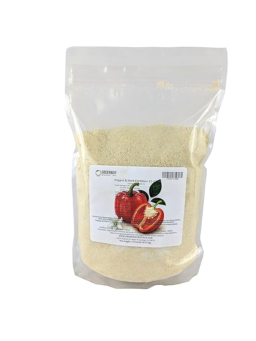 Greenway Biotech, Inc. Pepper & Herb Fertilizer 11-11-40 Powder with Micronutrients and Trace Minerals- 100% Water Soluble Fertilizers (1 Pound Makes 200 Gallons)