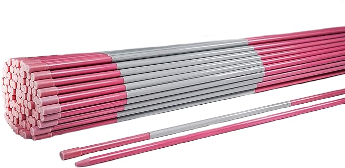 4ft Pro Snow Stakes - 48" x 5/16" Driveway Markers, Pointed Tip, Hy Viz Reflective Tape, Armor Cap (Choose Color/Quantity) (50, Pink)
