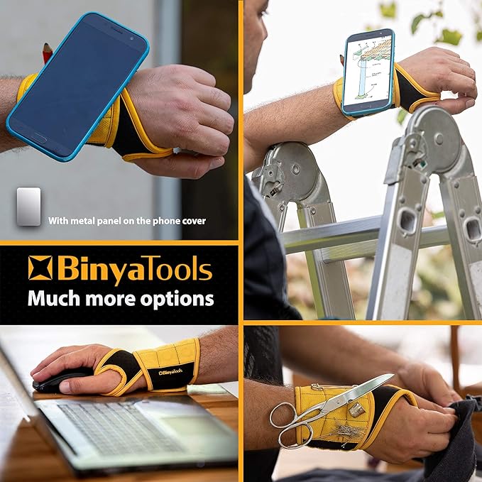 BINYATOOLS Magnetic Wristband for Tools Magnet Screw Holder Wrist Support Keeps Screws Nails, Drill Bits Handy Unique Tool Gadgets Men’s Gadgets Dad Gadgets Perfect Christmas Gifts Stocking Stuffers