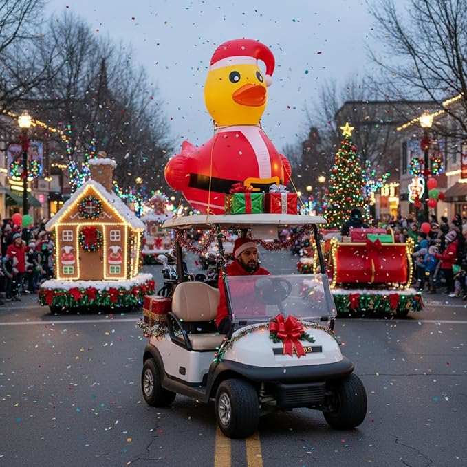 Hungdao 1 Pcs 4 Feet PVC Christmas Giant Inflatable Duck Huge Rubber Large Blow up Duck Christmas Pool Floats for Xmas Holiday Indoor Outdoor Pool Decorations (Santa Claus)