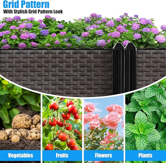 Large Raised Planter Box Outdoor Self Watering 94.4"x15.7"x14.2", Deep Raised Garden Bed - Elevated Garden Box with Drainage Plug, Rectangular Garden Planter Perfect for Patio Balcony Deck