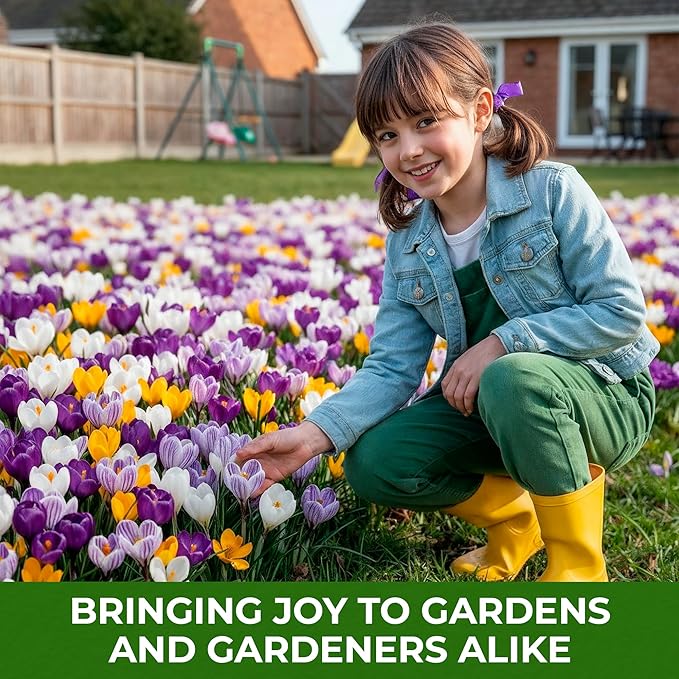 Giant Crocus Bulb Mix, 100 Exclusive Flower Bulbs, Mix of 5 Varieties from Holland, Real Hardy and Perennial Crocus tubers/Flowers (no Seeds) for Garden, pots and Balcony