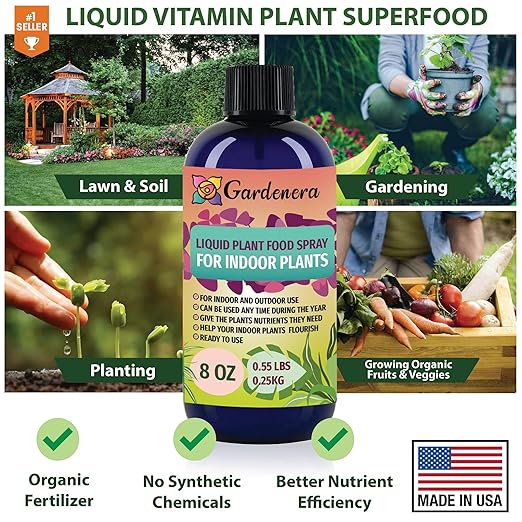 Gardenera Professional Lemon Tree Superfood Spray Mist for Home Gardening | Micro-Fungi Enriched Fertilizer Mist for Healthy Leaves & Growth | 18 Key Vitamins & Minerals for Lemon Trees - 8oz