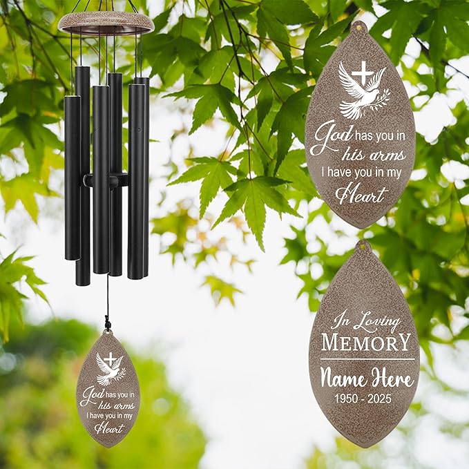 ASTARIN Personalized Sympathy Wind Chimes, Sympathy Gifts for Loss Mother Wife Husband, Deep Tone Large Personalized Wind Chime for Indoor Outside, in Loving Memory of Loved One