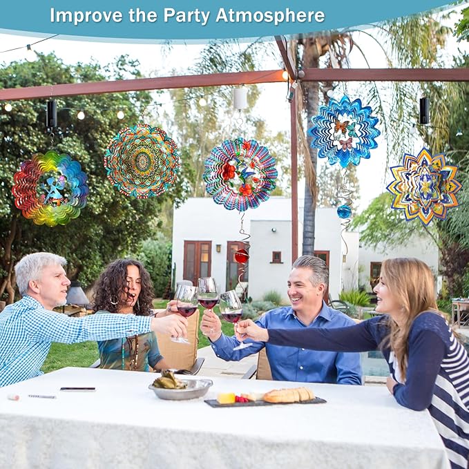 Fairy Wind Spinner - Kinetic Hanging Wind Sculpture | 12-Inch 3D Windcatcher for Garden, Metal Art Yard Decor, Outdoor Ornament & Lovely Gifts for Mother, Wife, Daughter, Girls & Women