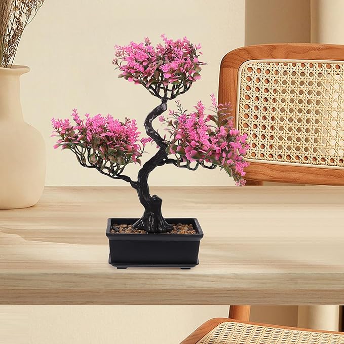 Cabilock Artificial Bonsai Tree Realistic Plastic Bonsai Plant Small Faux Tree for Indoor Home Decor Office Desk Windowsill Display