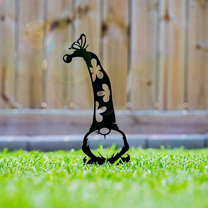RealSteel Garden Gnomes - Whimsical Metal Yard Stakes - 3 Pack Outdoor Lawn Ornaments with Butterfly Hats - Garden Decorations