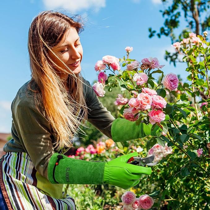 Long Gardening-Gloves Women/Men-Thorn proof Rose Pruning Heavy Duty Gauntlet, Best Garden Gifts for Gardener-S