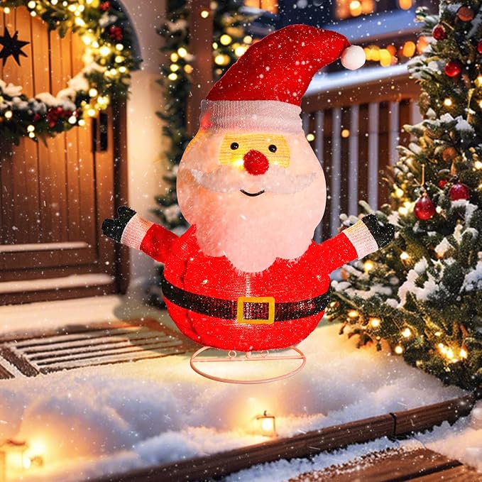 Lighted Christmas Santa Claus Outdoor Decorations Collapsible Santa Claus with LED Lights Pre Lit Pop up Xmas Holiday Decor for Indoor Outdoor Home Yard Garden Lawn