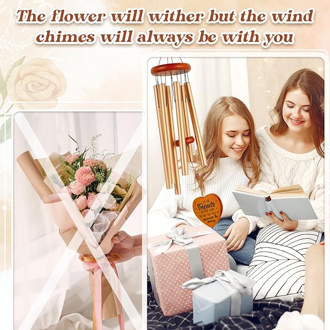 Best Friend Birthday Gifts for Women, Unique Friendship Gifts for Women, Ideas Wind Chimes for BFF, Soul Sister, Unique Outdoor Garden Decor for Female 36" Wind Chime