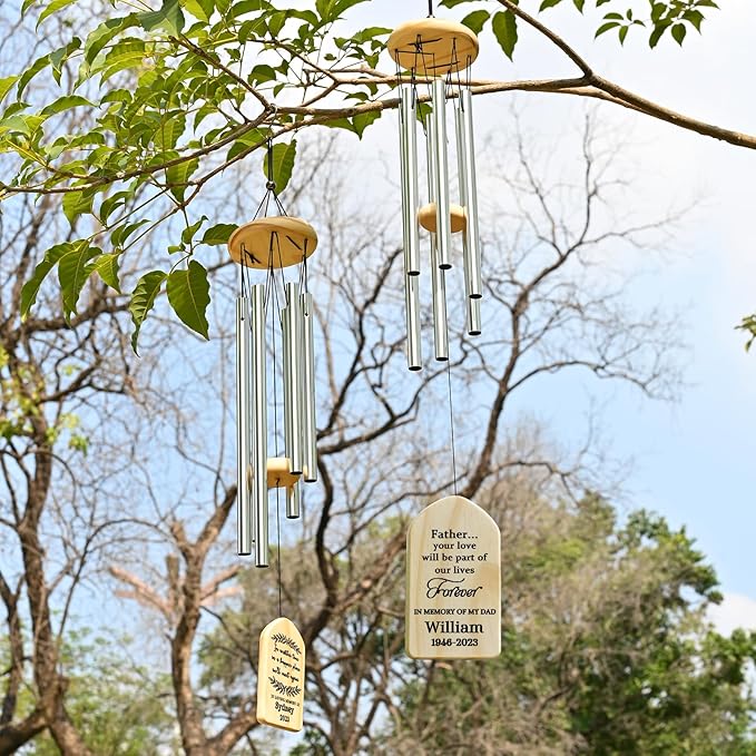 Memorial Wind Chimes for Loss of Father - Sympathy Gift for Dad - Bereavement and in Loving Memory Gifts