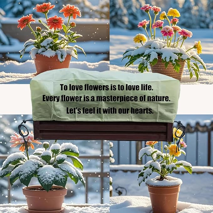 EJW Planter Cover, Frost Cloth,Plant Covers Freeze Protection，39'' x 17'' x 15.7'' Outdoor Plant Cold Protection, Outdoor Plant Frost Fabric, for Flower Box, Balcony Planter 2 Piece Set