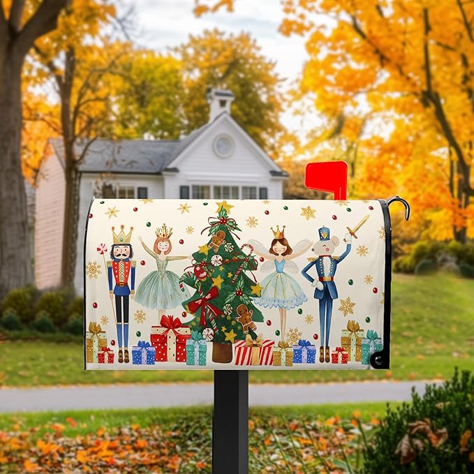 Christmas Mailbox Magnetic Covers Merry Christmas Mailbox Cover Xmas Tree Mail Box Wrap Standard Size 21x18 inch for Garden Outdoor Yard Decor