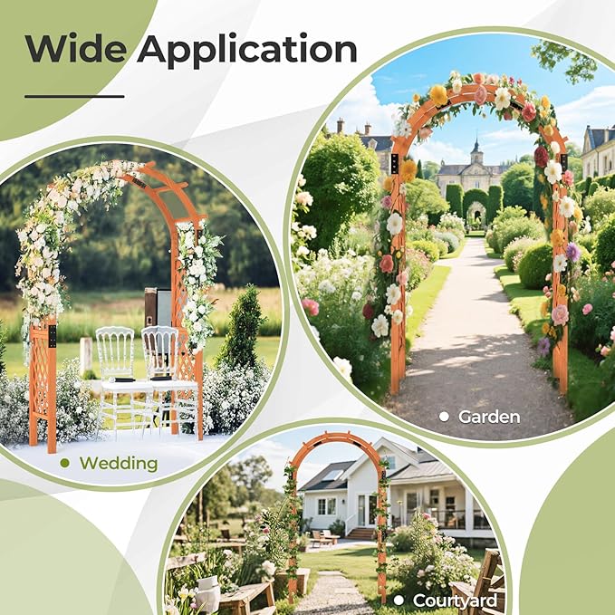 7.7ft Garden Arch, Wooden Wedding Arch with Top & Side Trellis, Garden Arbor Trellis for Climbing Plants Outdoor, Backyard & Lawn