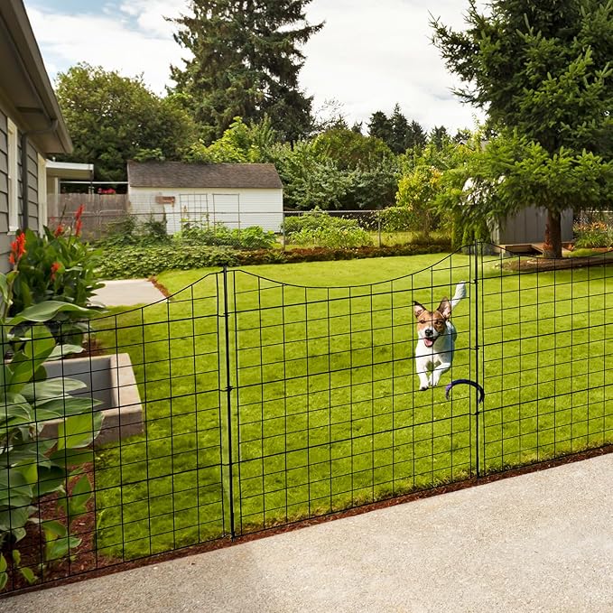 VINGLI Garden Fence Anti-Rust Metal Animal Barrier, Decorative Garden Gate for Outdoor Yard Lawn Patio, Pet Enclosureure 36" W x 39" H (5-Panels Without Gate)