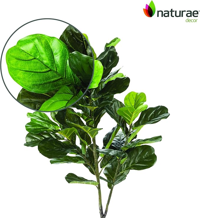 Naturae Decor Fiddle Leaf Plant - Lifelike Artificial Indoor House Plant - 49 in High