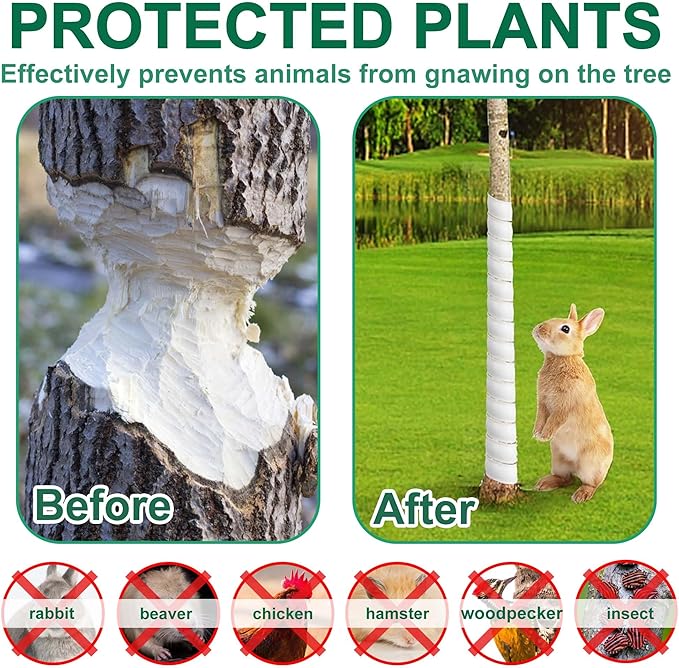 Watayo 4 Pcs Tree Trunk Protector- 2 Size Tree Wraps to Protect Bark- Plastic Spiral Tree Guard- Tree Bark Protector Tube Wraps to Protect Saplings Plants from Deer Rabbit Cats Rodents Mowers