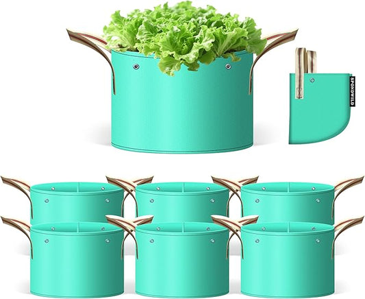 (BFCM Deal) 7 Pcs 15 Gallon Grow Bags, PE Garden Grow Bags for Plants with Branch-Binding Holes and Bottom Drain Holes, Ideal for Vegetables, Strawberries and Flowers