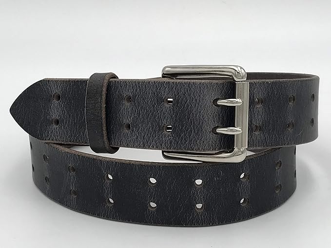Handmade Double Hole Belt Genuine Bridle Leather 1.5 Inches Wide