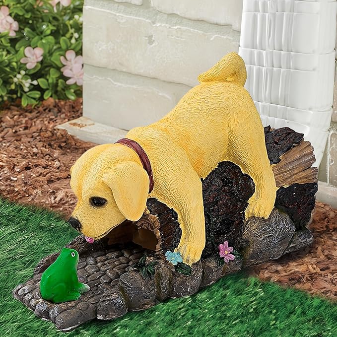 Real Dog Gutter Downspout Extender Statue, Garden Animal Decor Gutter Extension, Splash Block, Eco-Friendly Resin, Outdoor Decor Sculpture, Gutter Diverter Rain Perfect for 3"x4" Downspout