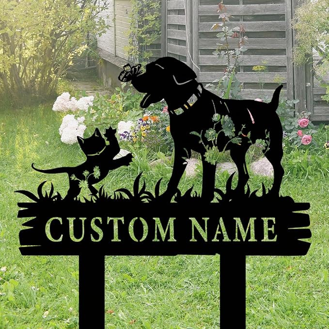 Custom Cat and Dog Garden Stake,Personalized Pet Stake Sign,Custom Cat Dog Stake Art Sign,Garden Stake Sign,8-24inches