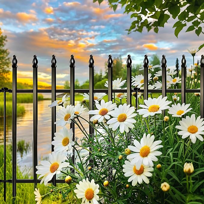 ARIFARO Decorative Metal Garden Fence 32" high x 24" Wide 5 Pack, Animal Barrier for Dog Pet,Border Garden Fencing for Outdoor Patio Lawn Yard Flower Bed