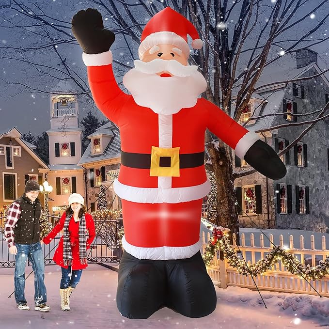 DearSun 12FT H Christmas Inflatable Santa Claus Blow up Christmas Santa Outdoor Decorations Outer Decor Large Party Yard Decoration