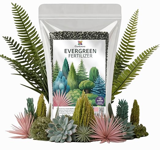 Gardenera Evergreen Fertilizer – All-Purpose Granular Plant Food for Outdoor Trees and Shrubs, Azaleas, Magnolias, Pines & Arborvitae – Slow-Release Formula (12 OZ)