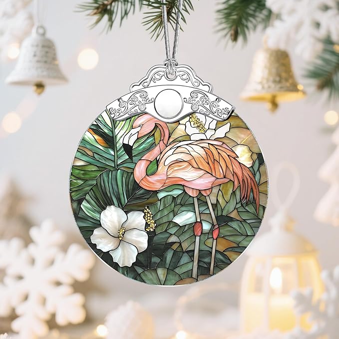 Flamingo Christmas Ornaments: Christmas Tree Ornaments, Holiday Decor for Flamingo Lover, Stocking Stuffers, Gift Ideas, Xmas Gifts, Housewarming or Birthday Gift, Gifts for Her