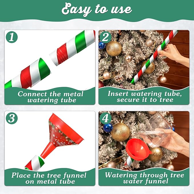 Dreyoo 1 Pack Christmas Tree Watering Funnel, 44 Inch Christmas Tree Watering System Device Xmas Metal Tube Spout for Indoor Christmas Tree and Outdoor Trees