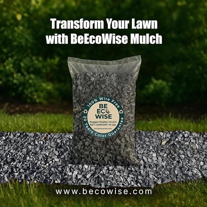 – 100% Wire-Free Premium Grade Nugget Rubber Mulch for Playgrounds & Landscaping | Safe for Kids & Pets, No Replacement Needed, Ultra Durable | Natural, 20 lb (0.8 cu ft)