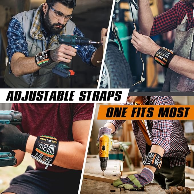 Father's Day Gifts for Dad from Daughter Son, Magnetic Wristband Tool Belt for Holding Screws, Cool Gadgets Birthday Gift Christmas Stocking Stuffers for Men Him Husband Handyman - Best Dad Ever Gifts