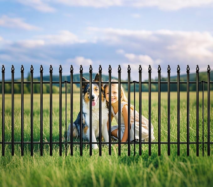 ARIFARO Decorative Metal Garden Fence 32" high x 24" Wide 5 Pack, Animal Barrier for Dog Pet,Border Garden Fencing for Outdoor Patio Lawn Yard Flower Bed