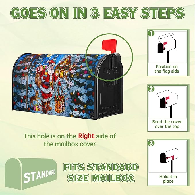 Father Christmas Mailbox Covers Magnetic Merry Christmas Mail Box Cover Santa Claus Mailbox Wraps Magnetic Standard Size 21x18 inch for Outside Garden Yard