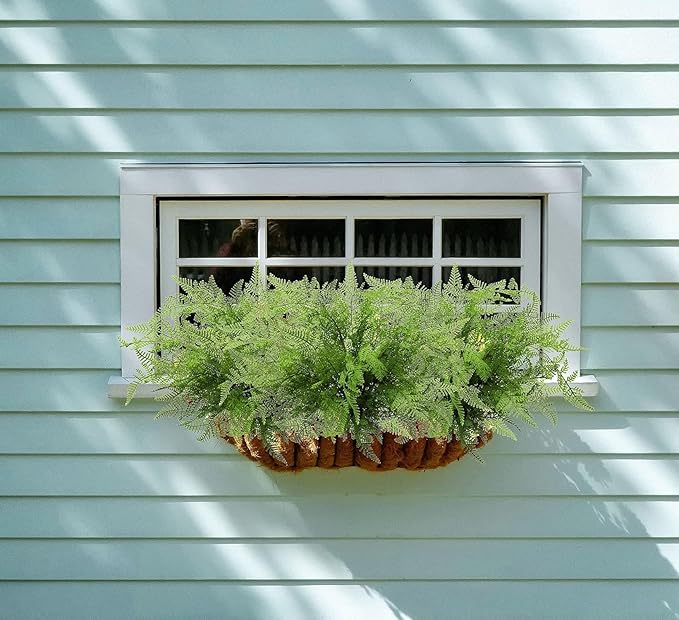 Artificial Boston Fern Plants 19" Fake Greenery Shrubs 2 Pcs Faux Plant Bushes UV-Resistant for Indoor Outdoor Wedding DIY Bouquets Floral Arrangement Table Centerpieces