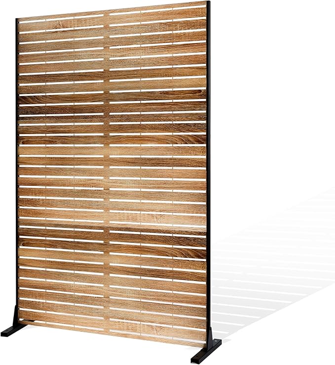 Metal Privacy Screen Outdoor Privacy Screen, Freestanding Fence Panel for Outside, 72''H×47''W, Decorative Screen Panel for Backyard/Patio/Deck