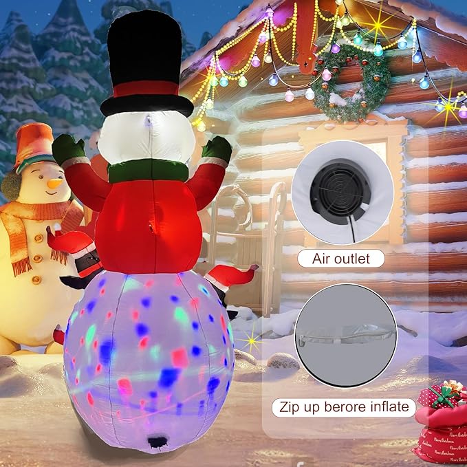 10ft Christmas Inflatable Outdoor Decoration, Kaleidoscope Penguin Snowman Inflatable Yard Decoration with LED Lights for Indoor Outdoor Patio Garden Christmas Decoration…