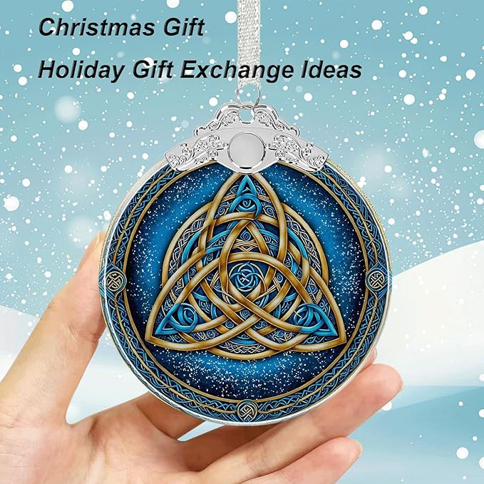 Celtic Knot Stained Glass Ornament - Hanging Ornaments for Christmas Tree, Christmas Ornaments Xmas Decorations, Holiday Keepsake Present Exchange Ideas